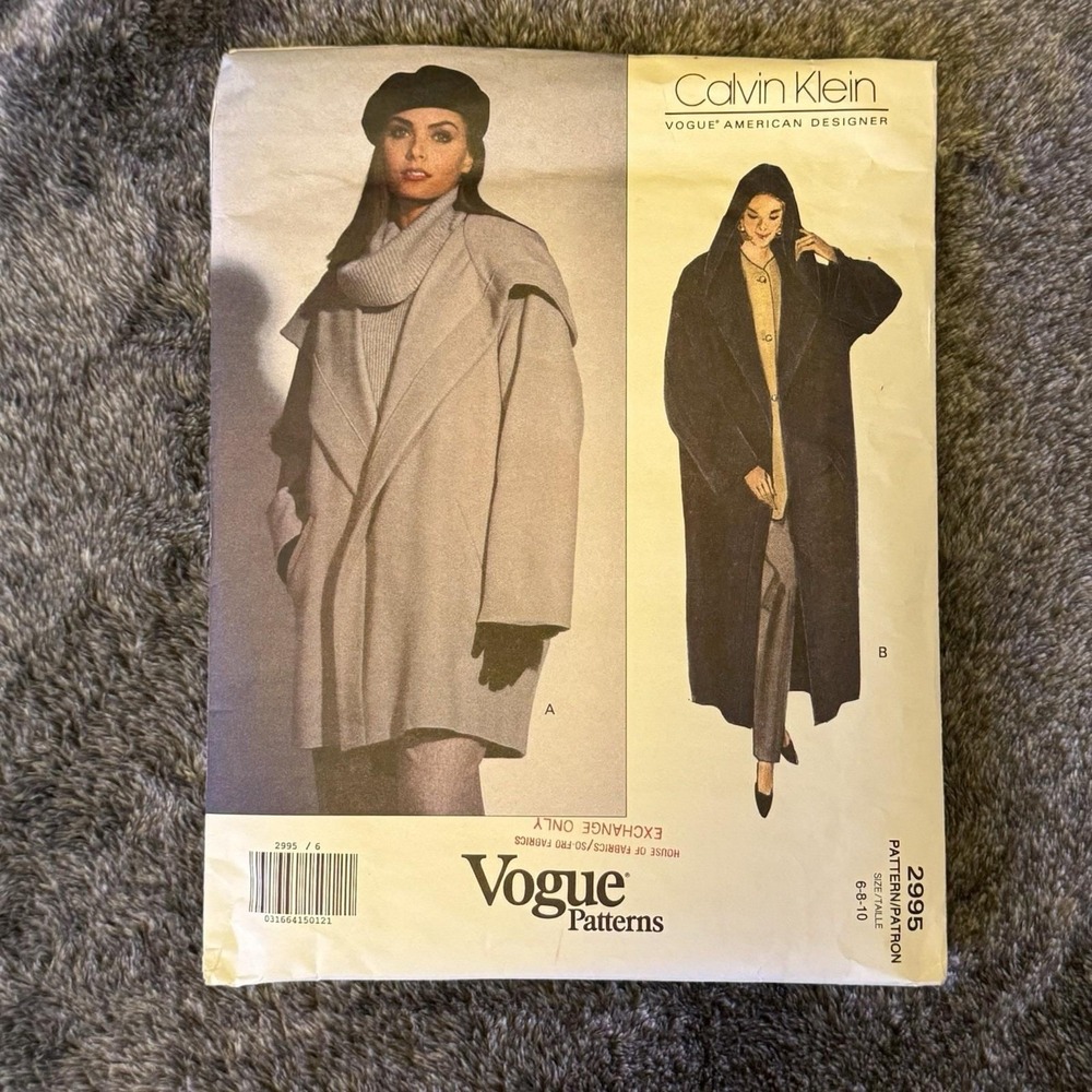 Calvin Klein Vintage Vogue Pattern #2995 UNCUT Sz 6-8-10